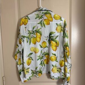 Aerie Lemon Print Pajama Top - White and Yellow